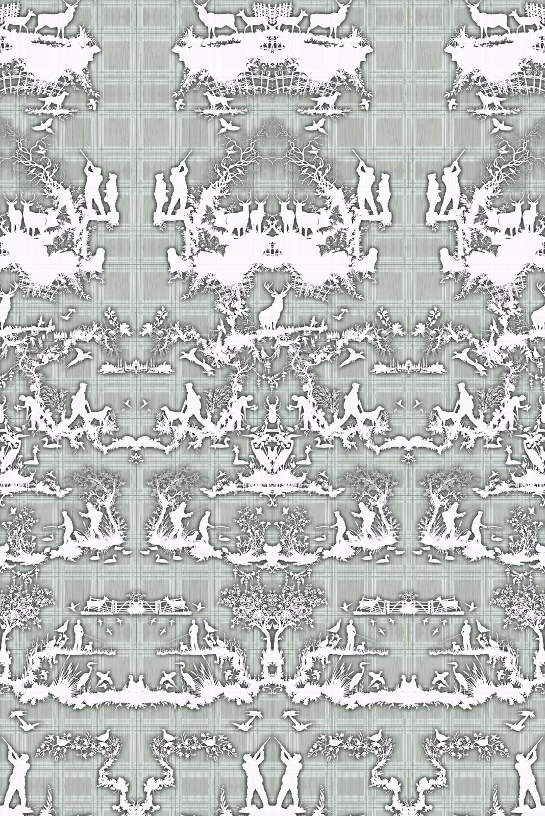 Open Season Wallpaper Grey fabric