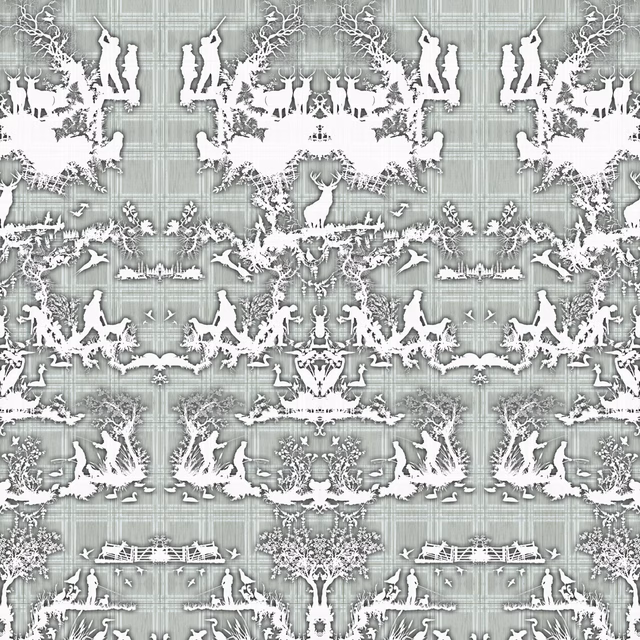 Open Season Wallpaper Grey fabric