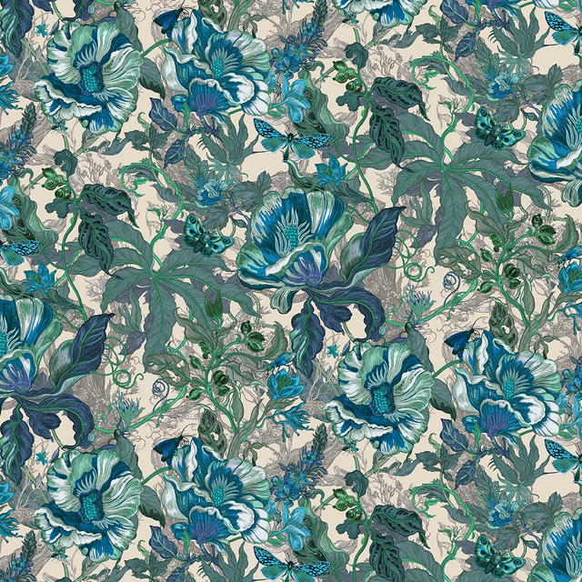 Papaver Wallpaper Actias fabric