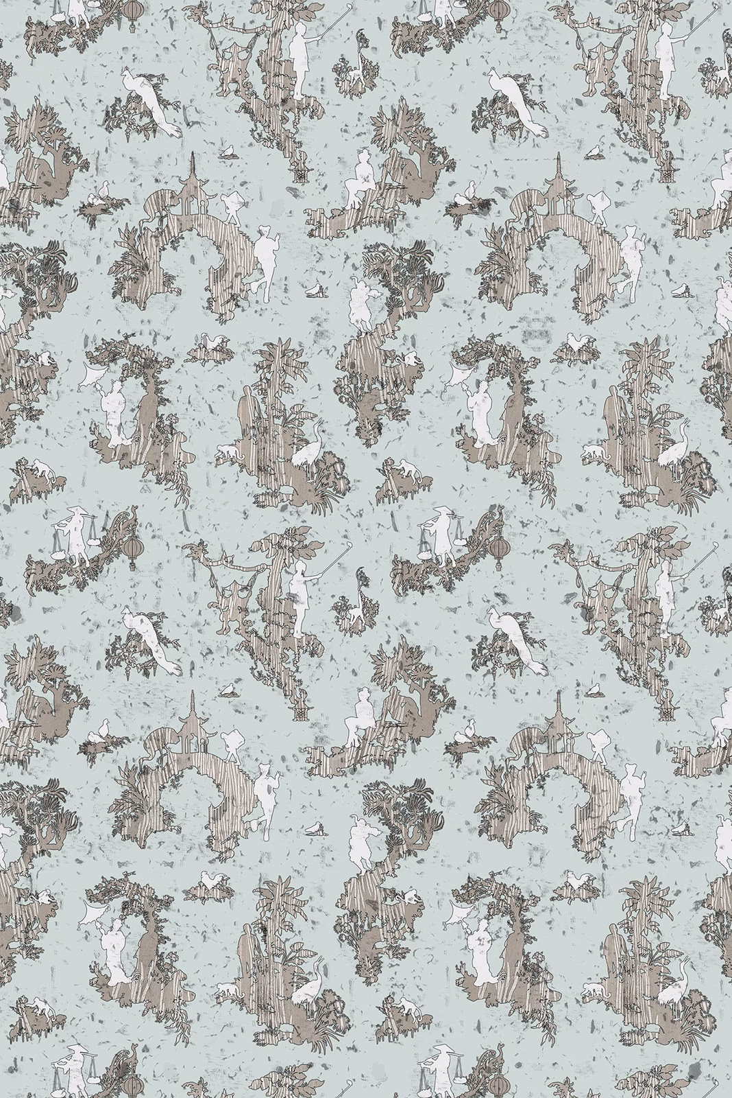 Pillement Islands Cork Wallpaper Pale Blue fabric