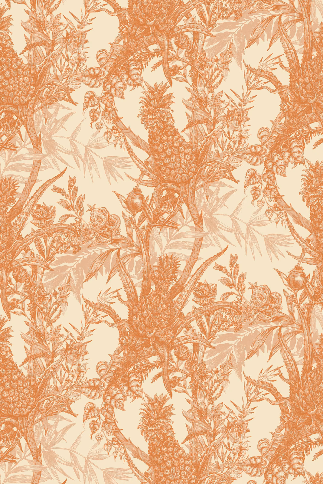 Pineapple Wallpaper Oranges on Cream fabric