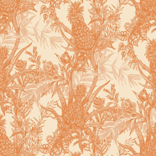 Pineapple Wallpaper Oranges on Cream fabric