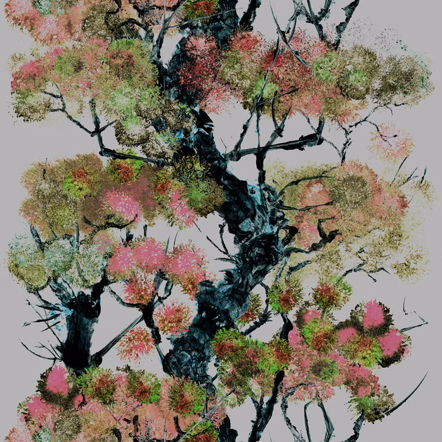 Pinyin Tree Velvet Fabric Silver Grey fabric