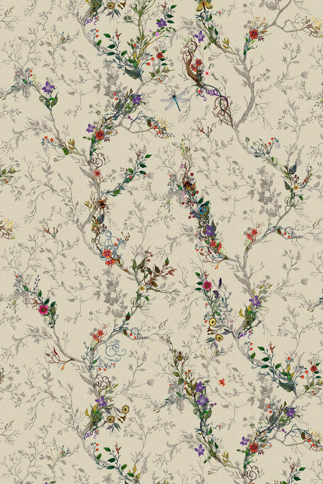 Random Ruskin Wallpaper Beige fabric