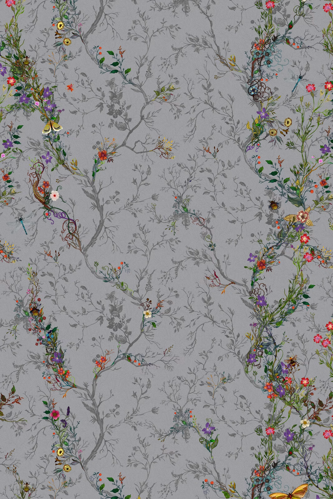 Random Ruskin Wallpaper Grey fabric