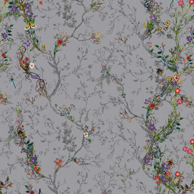 Random Ruskin Wallpaper Grey fabric