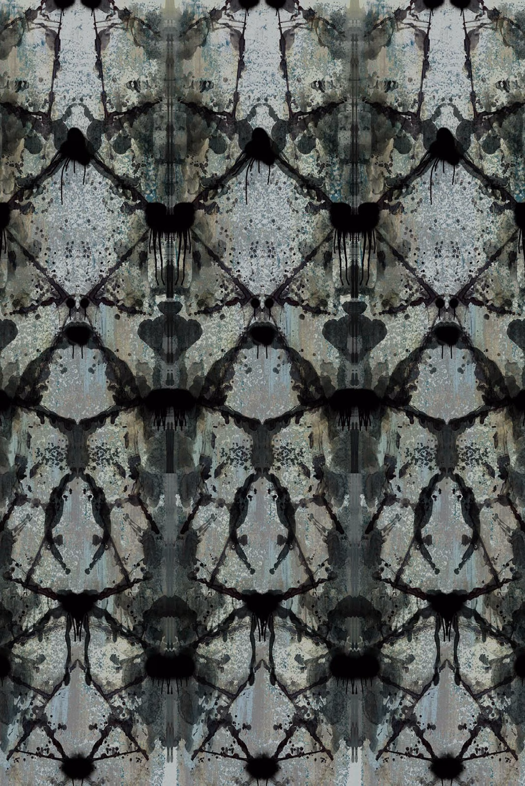 Rorschach Diamond Wallpaper Panel Blue Grey fabric