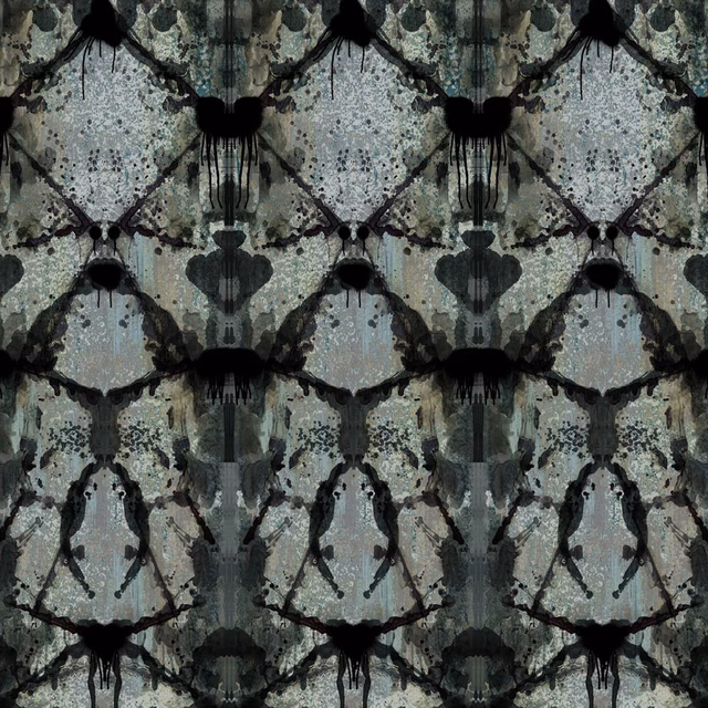 Rorschach Diamond Wallpaper Panel Blue Grey fabric