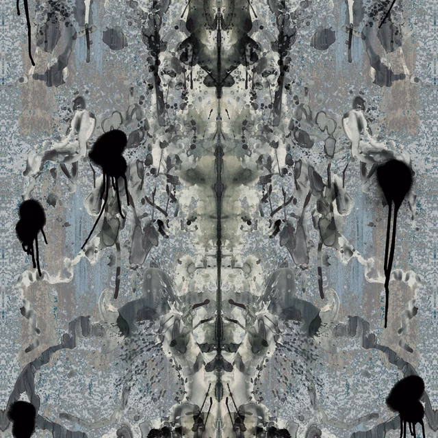 Rorschach Superwide Wallpaper Blue Grey fabric