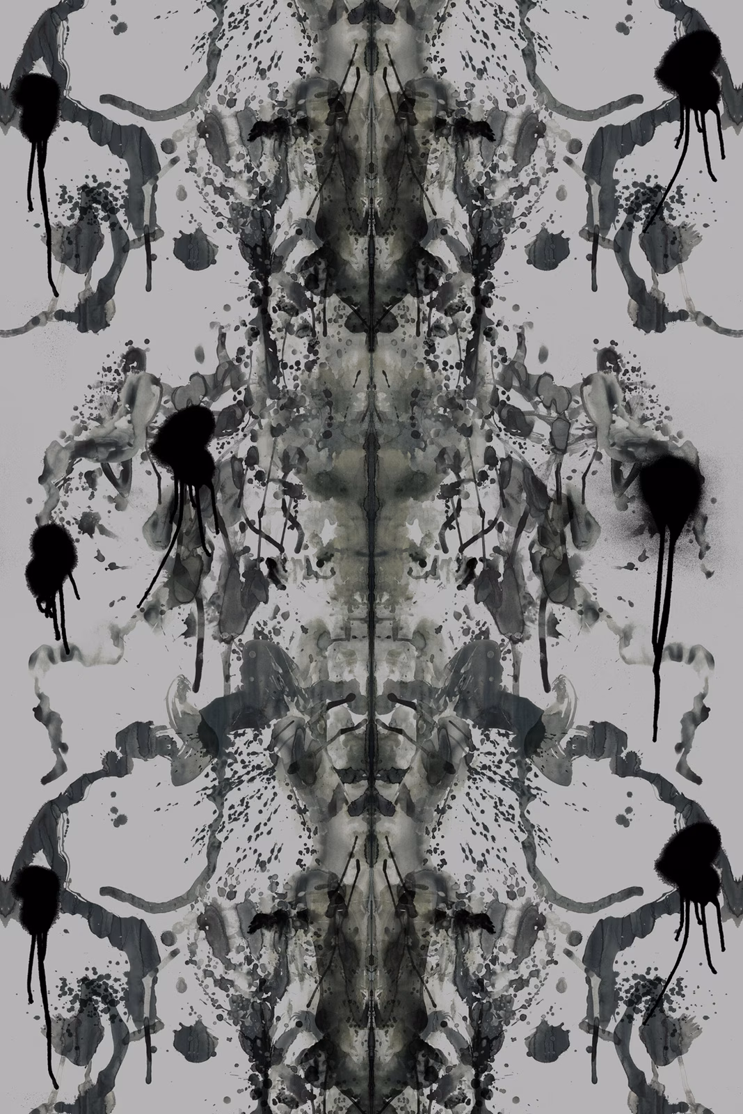 Rorschach Velvet Fabric Silver Grey fabric