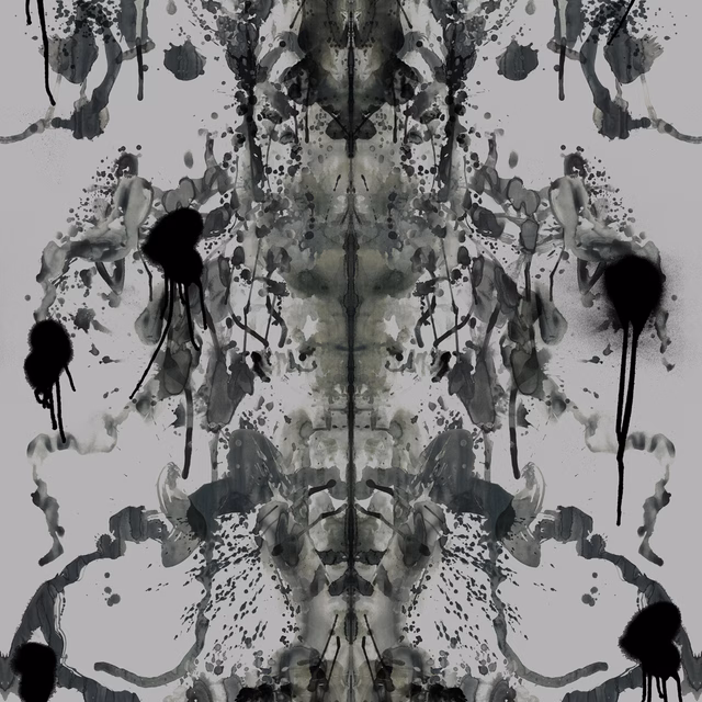 Rorschach Velvet Fabric Silver Grey fabric