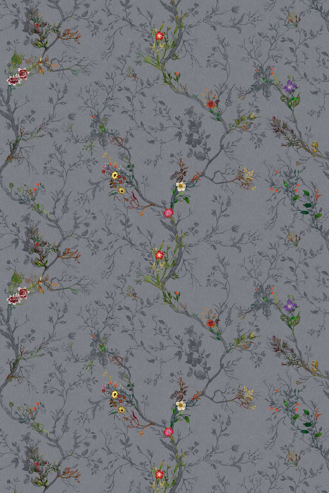 Ruskin Floral Fabric Charcoal fabric