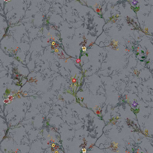 Ruskin Floral Fabric Charcoal fabric