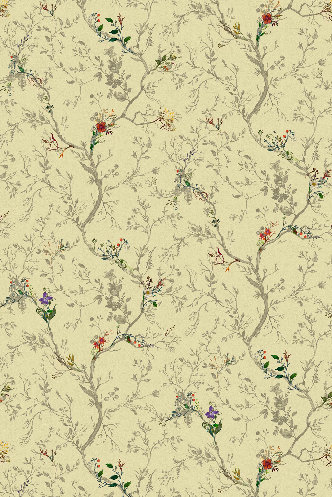 Ruskin Floral Wallpaper Antique fabric