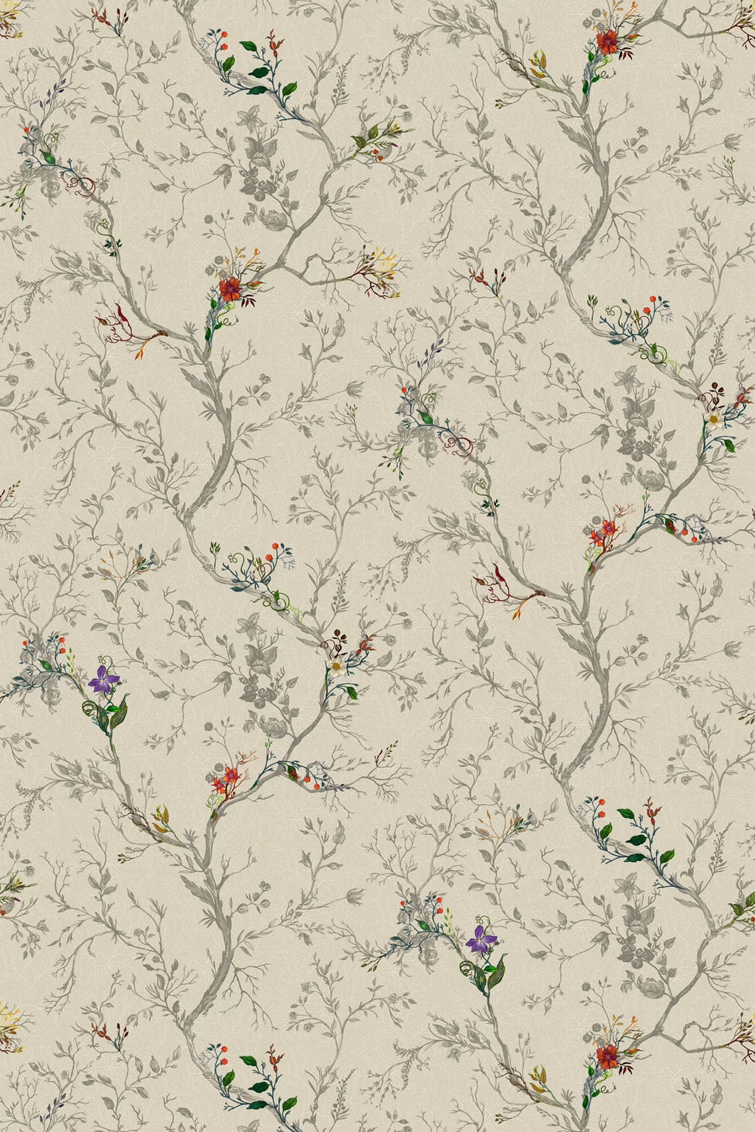 Ruskin Floral Wallpaper Beige fabric