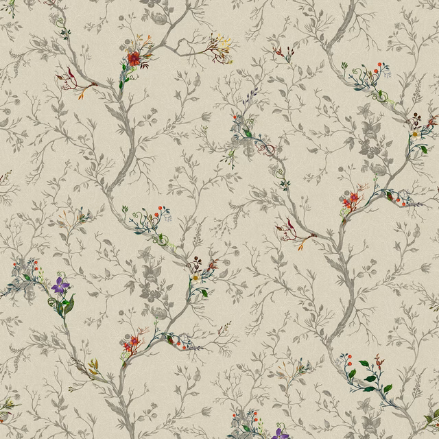 Ruskin Floral Wallpaper Beige fabric