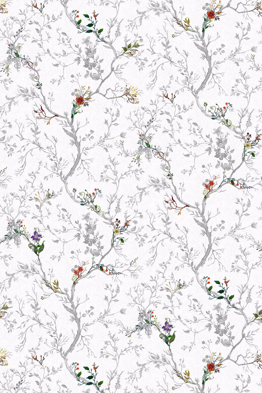Ruskin Floral Wallpaper Frost fabric
