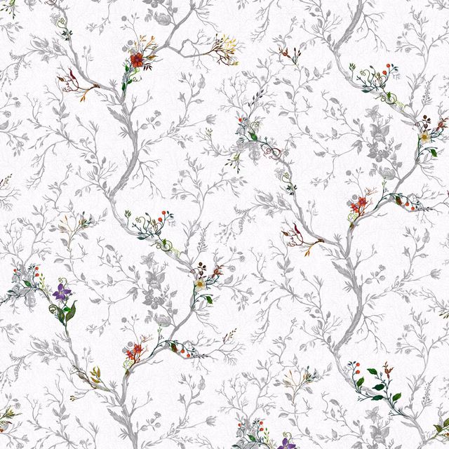 Ruskin Floral Wallpaper Frost fabric