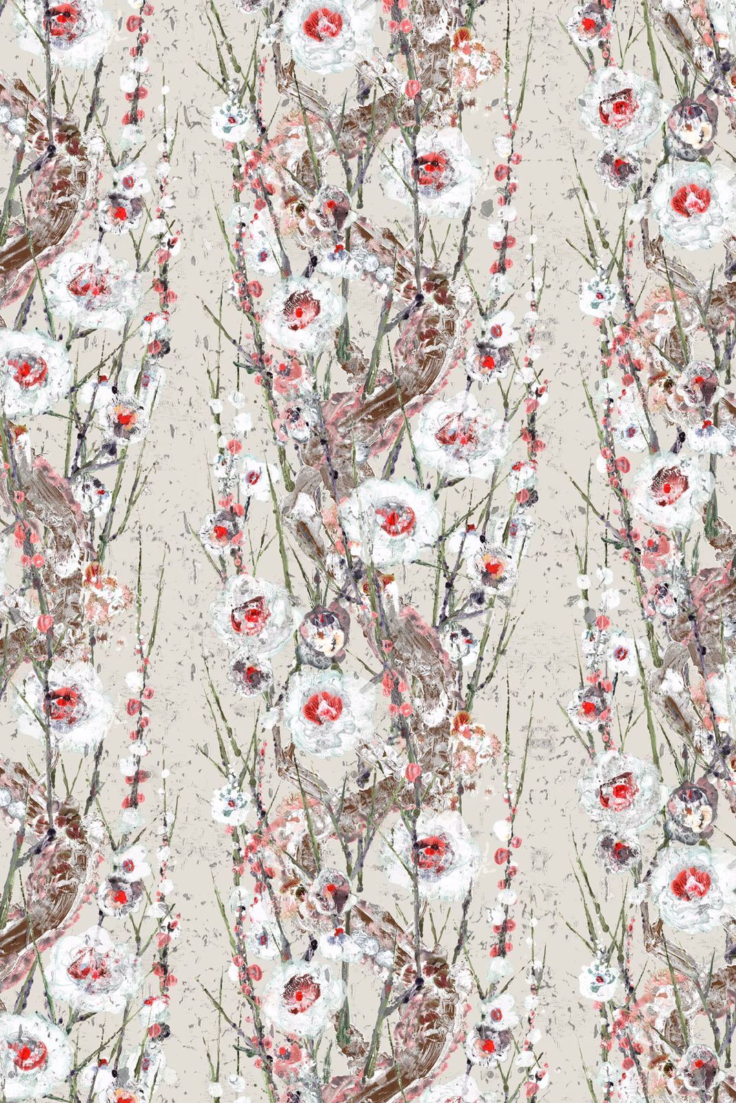 Sakura Cork Wallpaper Pale Tin fabric