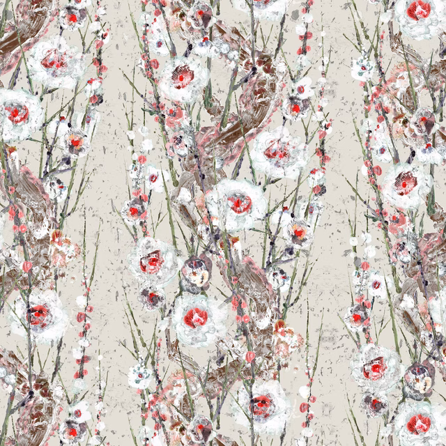 Sakura Cork Wallpaper Pale Tin fabric
