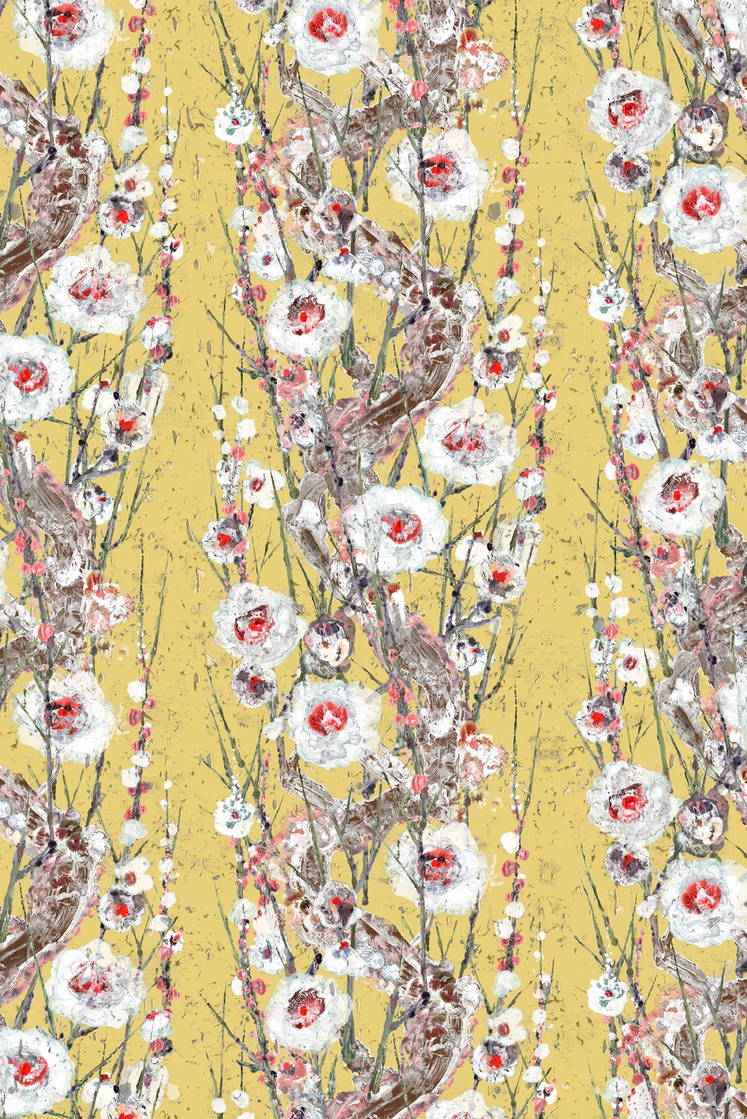 Sakura Cork Wallpaper Yellow Tang fabric