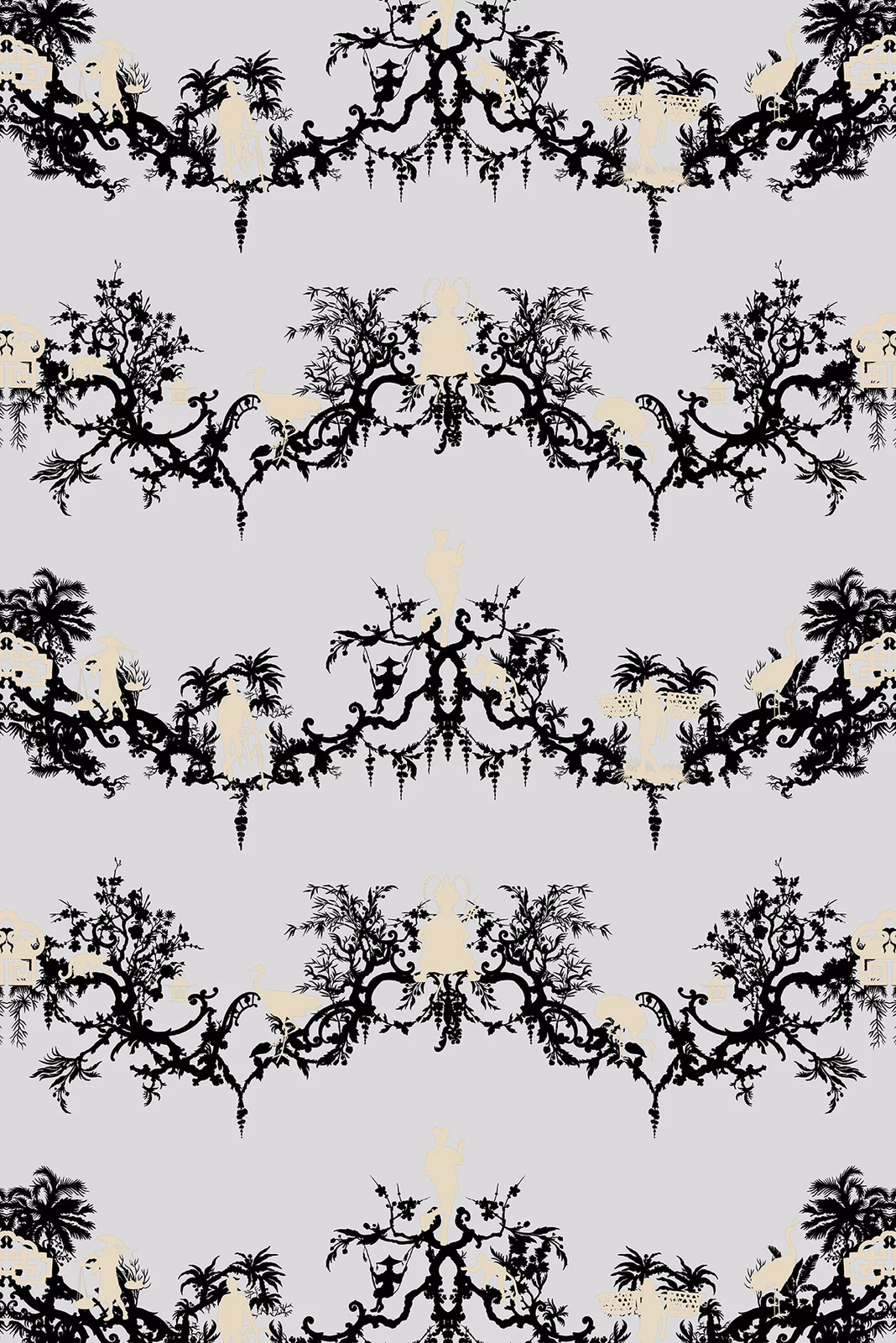 Shuiping De Pillement Superwide Wallpaper Grey fabric