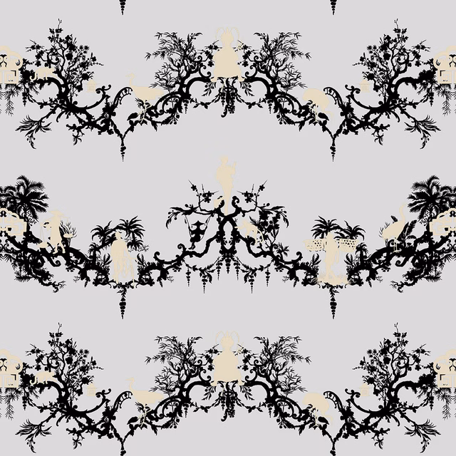 Shuiping De Pillement Superwide Wallpaper Grey fabric