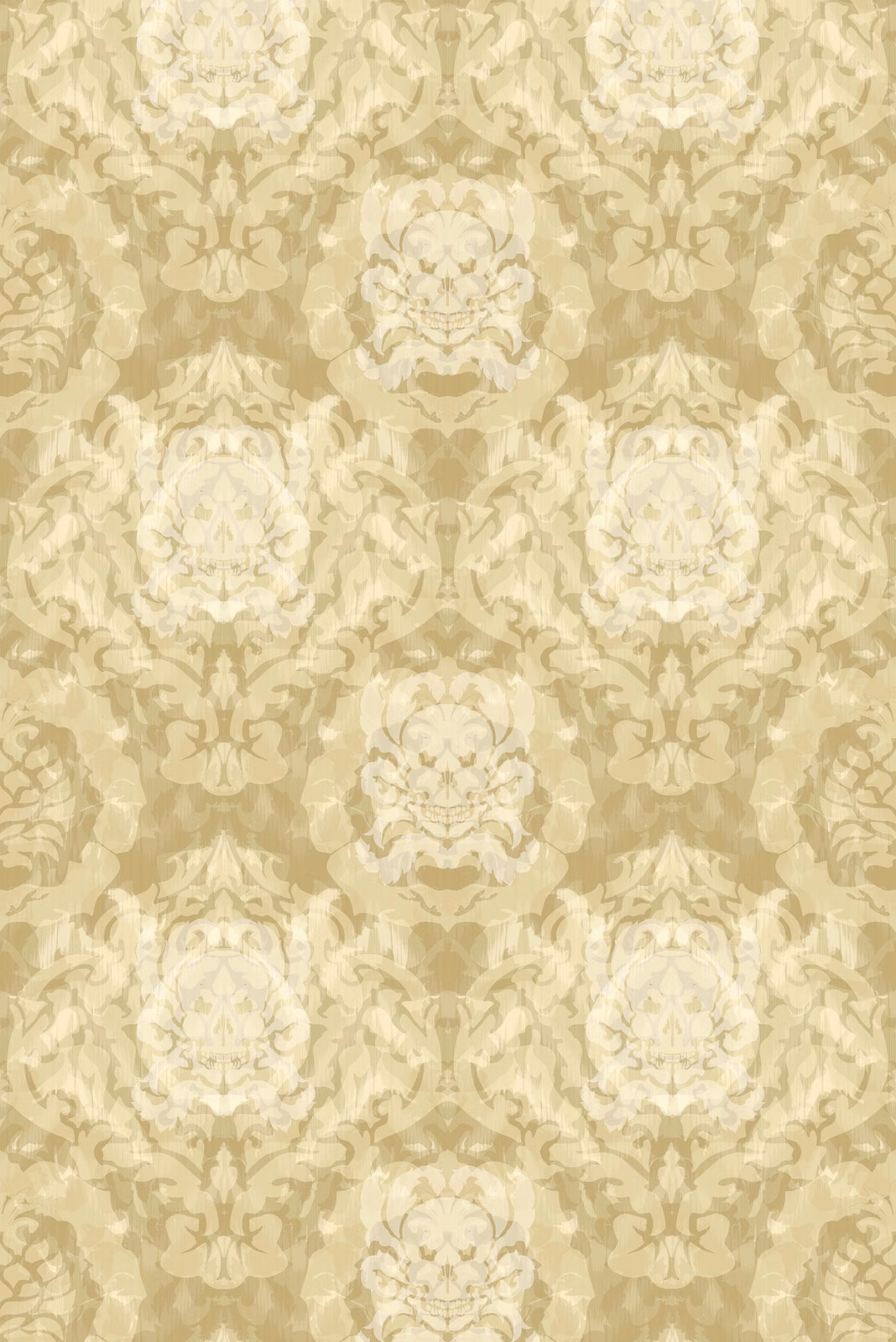 Skull Damask Superwide Wallpaper Vanilla fabric