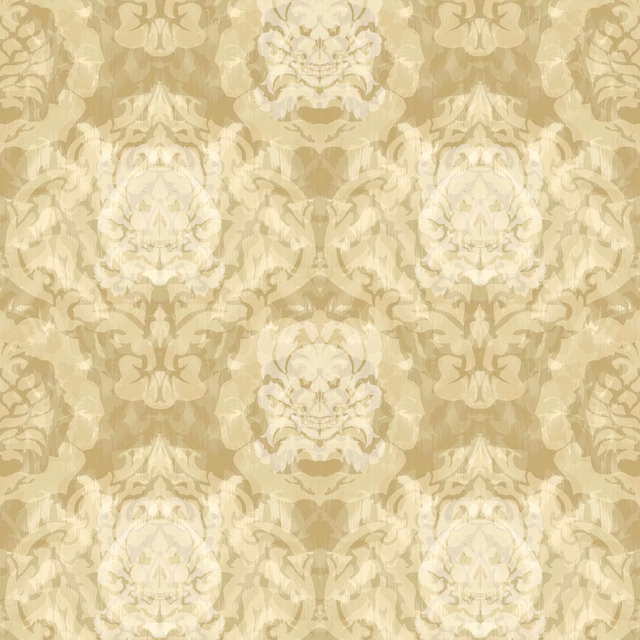 Skull Damask Superwide Wallpaper Vanilla fabric
