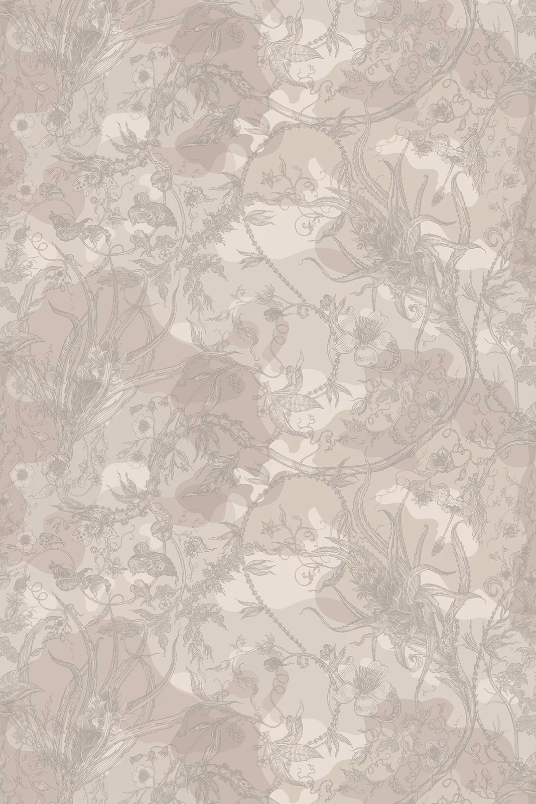 Spikey Ginger Camo Faux Suede Wallpaper Beige fabric