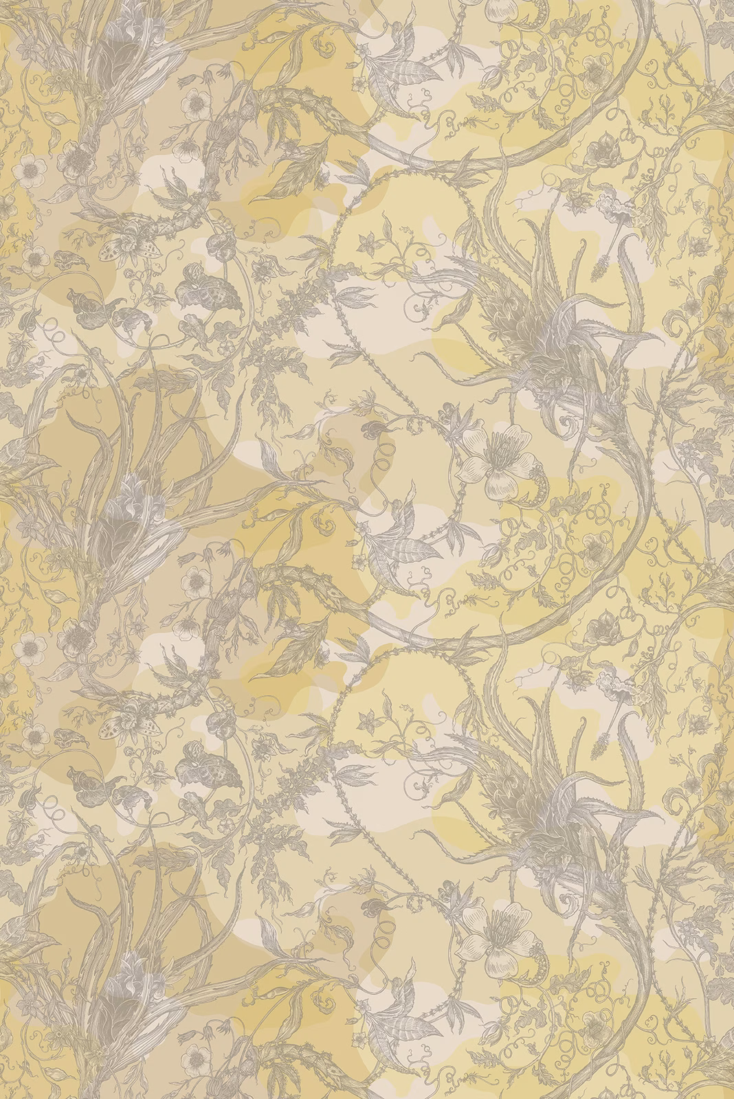 Spikey Ginger Camo Faux Suede Wallpaper Pale Yellow fabric