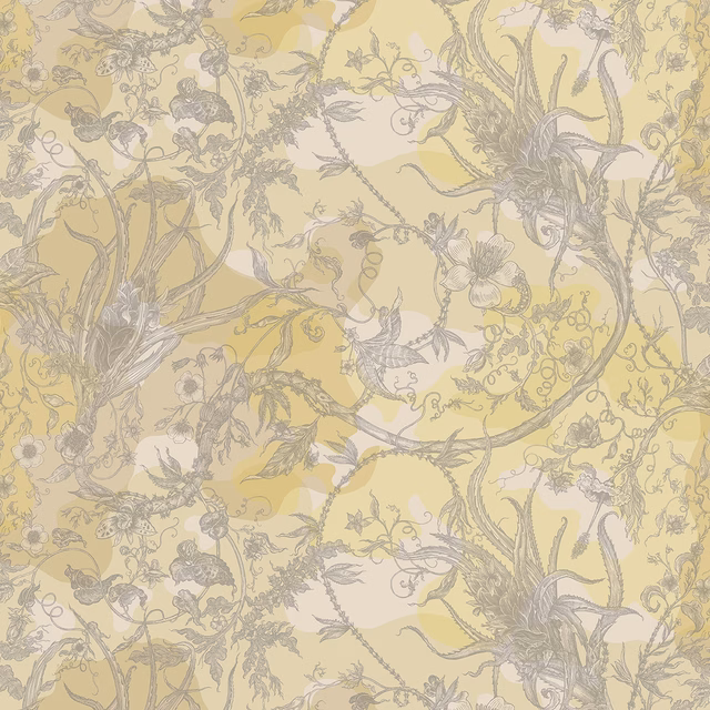 Spikey Ginger Camo Faux Suede Wallpaper Pale Yellow fabric