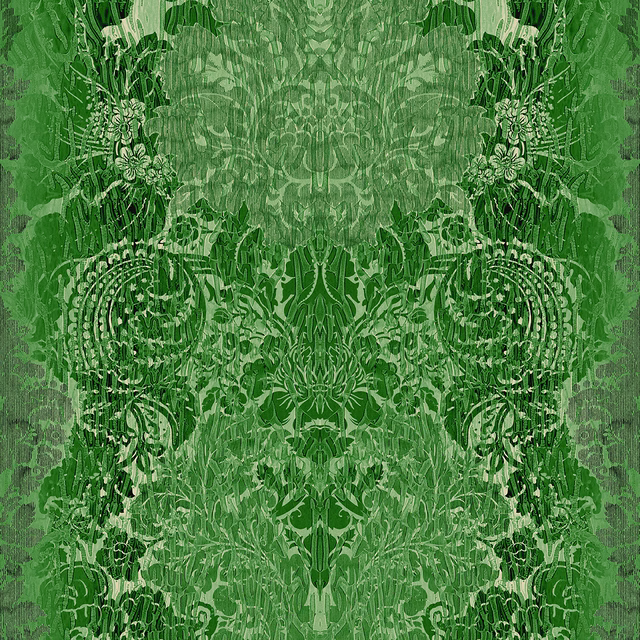Studio Damask Wallpaper Green fabric
