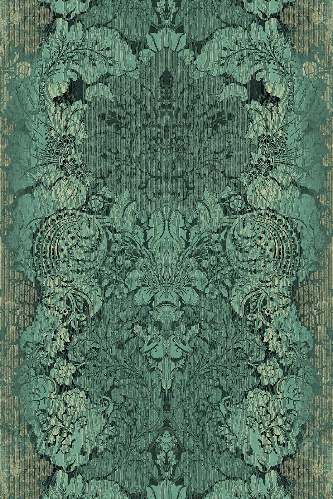 Studio Damask Wallpaper Turquoise fabric