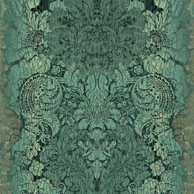 Studio Damask Wallpaper Turquoise fabric