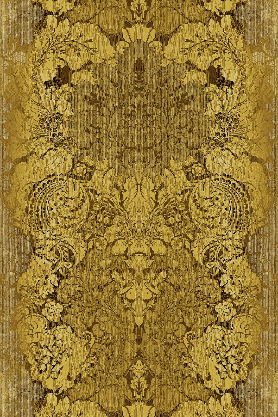 Studio Damask Wallpaper Yellow fabric