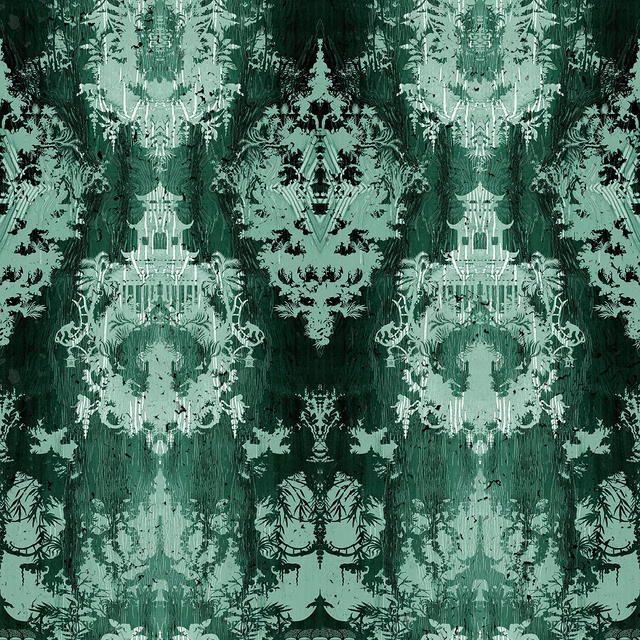 Temples In The Sky Cork Wallpaper Mint fabric