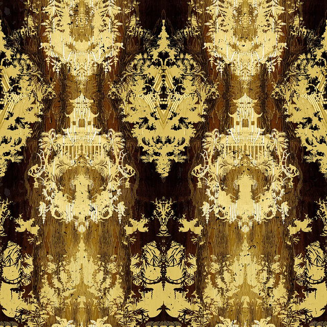 Temples In The Sky Cork Wallpaper Yellow fabric