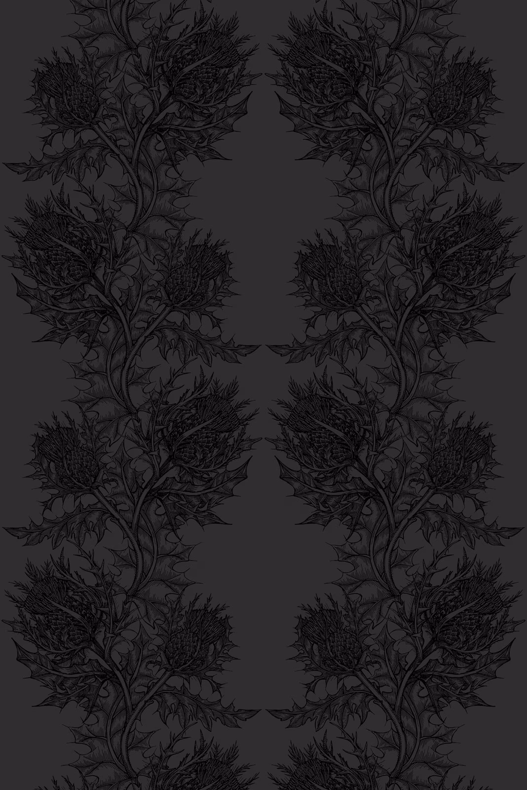 Thistle Superwide Wallpaper Black on Black fabric