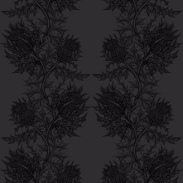 Thistle Superwide Wallpaper Black on Black fabric