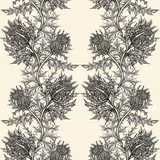 Thistle Superwide Wallpaper Black on Ivory fabric