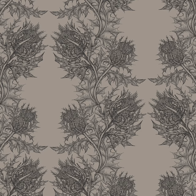 Thistle Wallpaper Slate on Grey fabric