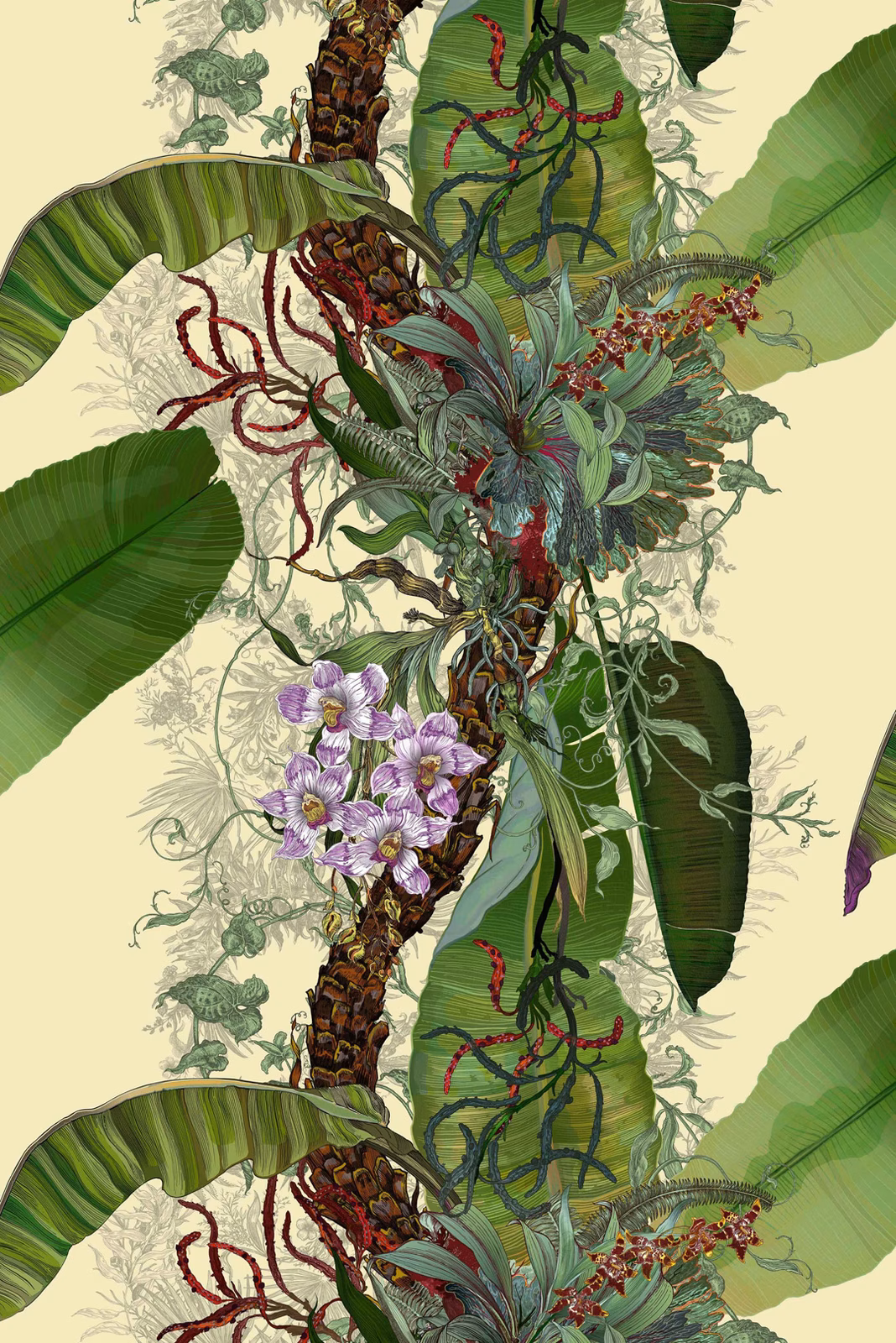 Topical Tropical Superwide Wallpaper Vanilla fabric