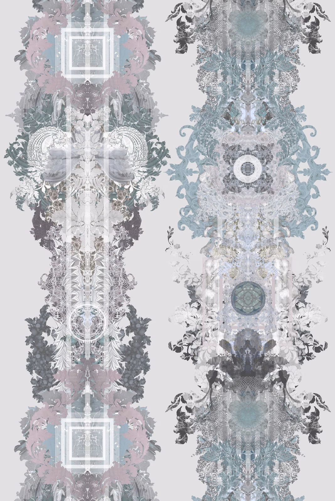 Totem Damask Velvet Fabric Pale Powder Mix fabric