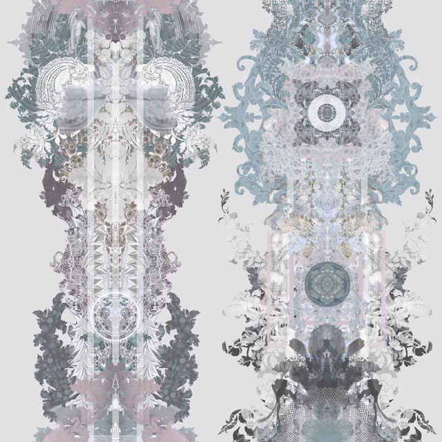 Totem Damask Velvet Fabric Pale Powder Mix fabric
