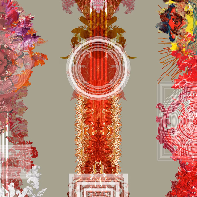 Totem Damask Wallpaper Cardinal Red fabric