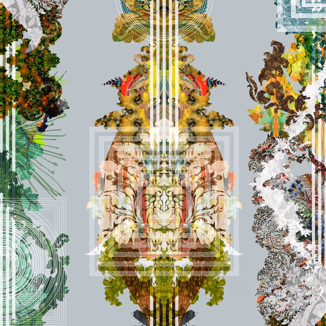 Totem Damask Wallpaper Irish Lichen fabric