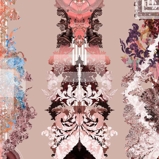 Totem Damask Wallpaper Rum & Raisin fabric