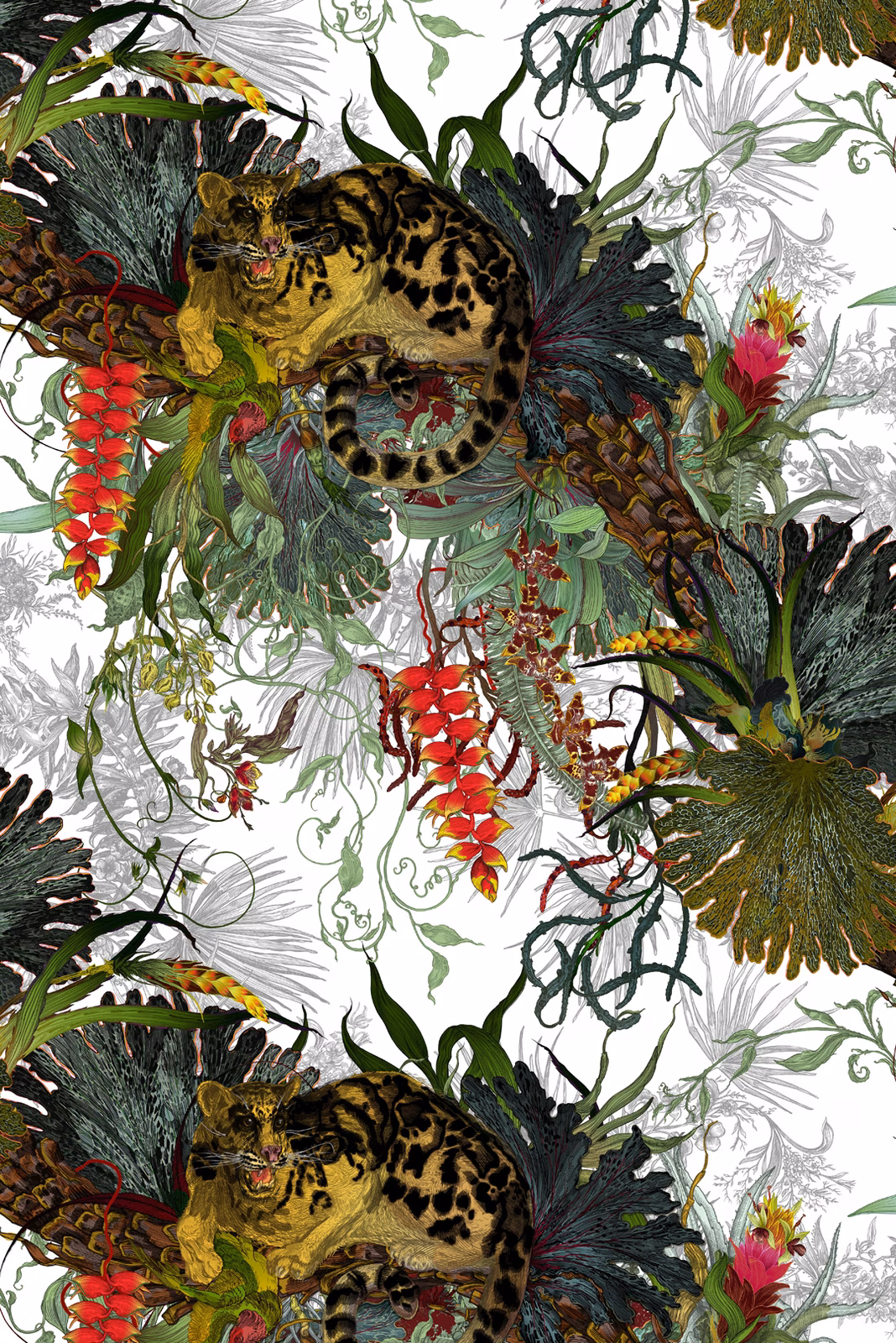 Tropical Clouded Leopard Fabric Original fabric
