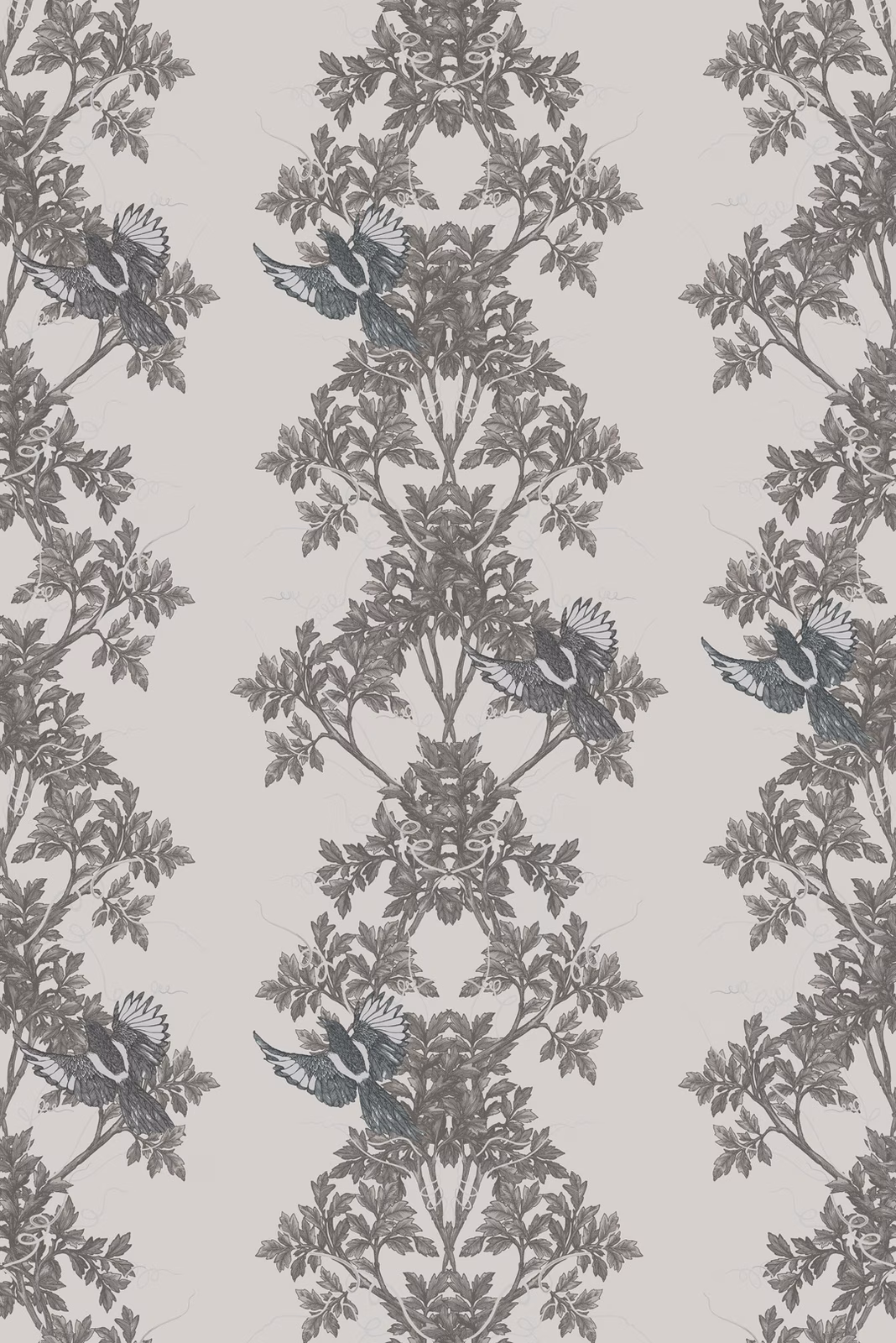 Two In A Bush Wallpaper Greys fabric